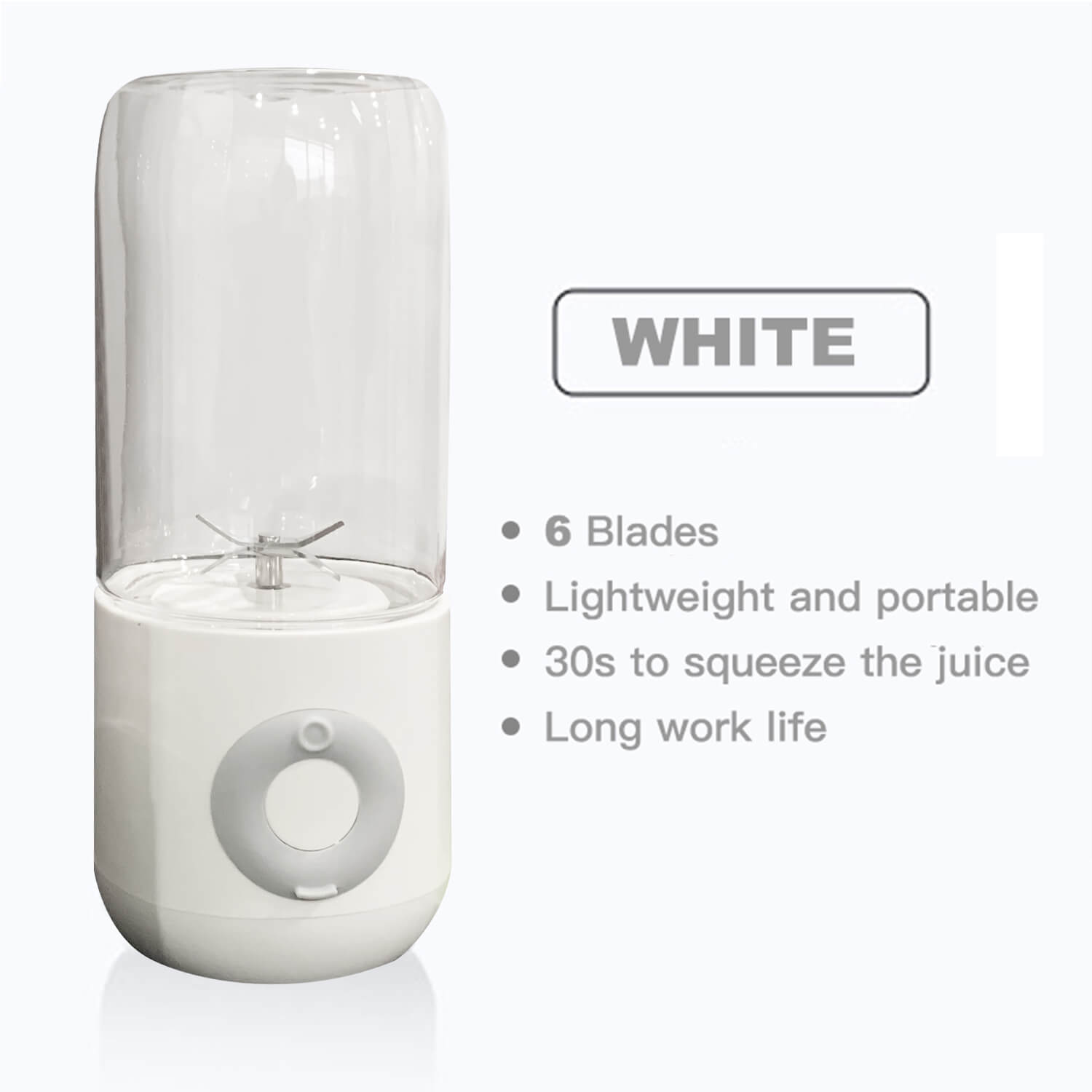 500ml 6 Cutter Mini Portable Juicers USB Electric Mixer Fruit Smoothie Blender For Machine Food Processor Maker Juice Extractor: white