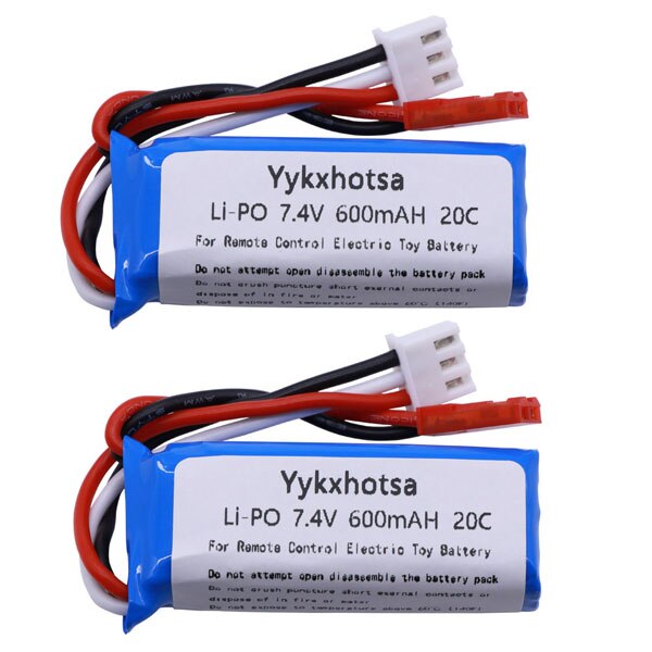 5Stck 7,4 V 600mAh Lipo Batterie für WLtoys K969 K979 K989 K999 P929 P939 RC Auto Teile 2s 7,4 v Batterie für WLtoys K969 zubehör: 2Stck