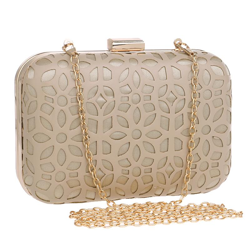 SEKUSA Aushöhlen Stil Pu Abend Taschen Mit Kette Schulter Tag Kupplungen Abend Taschen Schwarz/Gold Geldbörse Brieftaschen