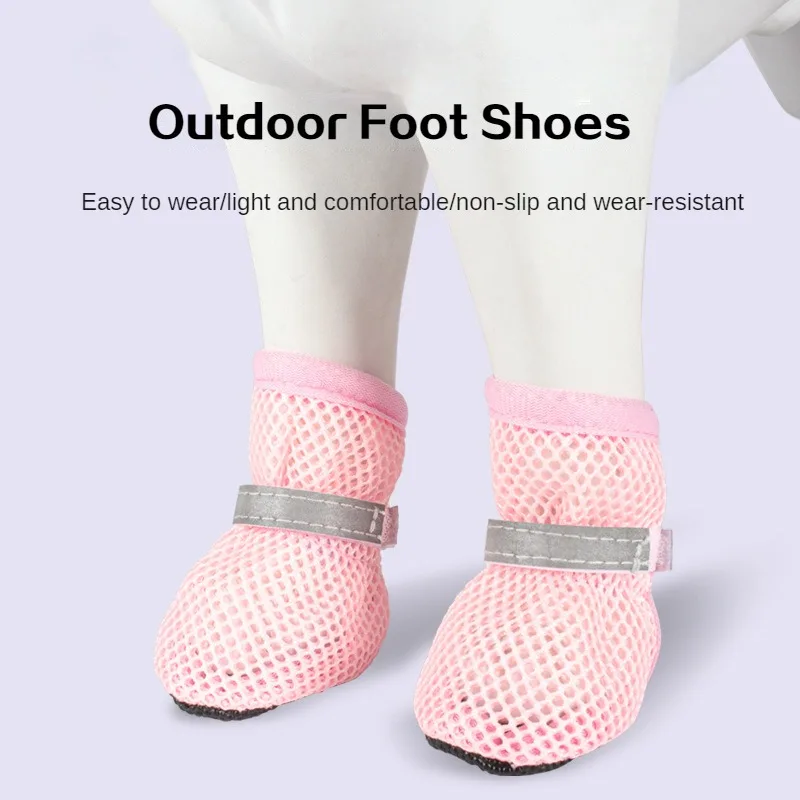 4 Stück, Hundeschuhe, rutschfest, atmungsaktiv, verschleißfest, Hundestiefel, geeignet für kleine, mittelgroße Haustiere, Welpen-Schutzschuhe.