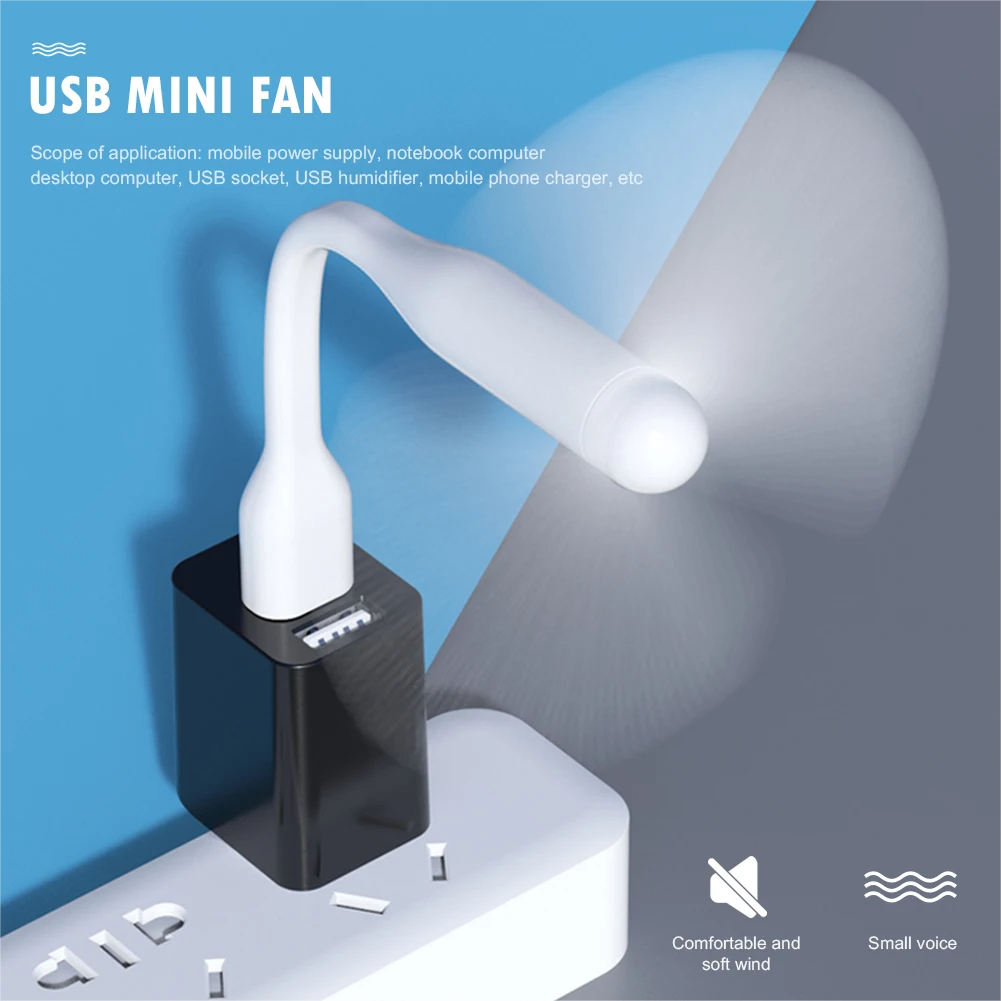 USB Small Fan Flexible Bendable Mini Fan For Power Bank Laptop PC Charger Portable Hand Cooling Fans For Computer Summer Gadgets