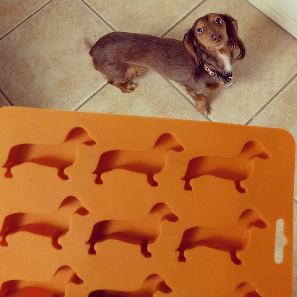 1/2 stücke Lustige Dackel Eis Würfel Tablett Pudding bilden 3D Silikon Hund bilden bilden Süßigkeiten Machen Gelatine Einstellung Küche Zubehör