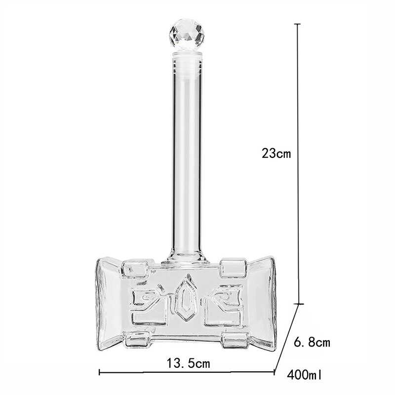 400 Ml 3D Hamer Vormige Home Bar Loodvrij Glas Whiskey Decanter Voor Liquor Scotch Bourbon DDC-203