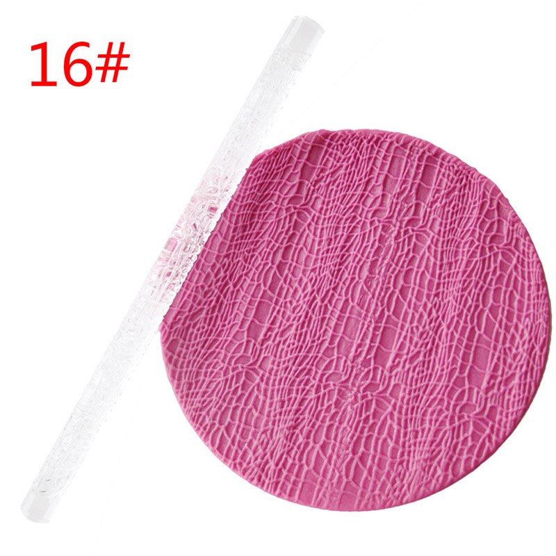 Textured Embossing Rolling Pin Fondant Cake Roller Bakeware Tools Decorating Pastry Tools Cup Top Non-stick Rolling Pin: 16