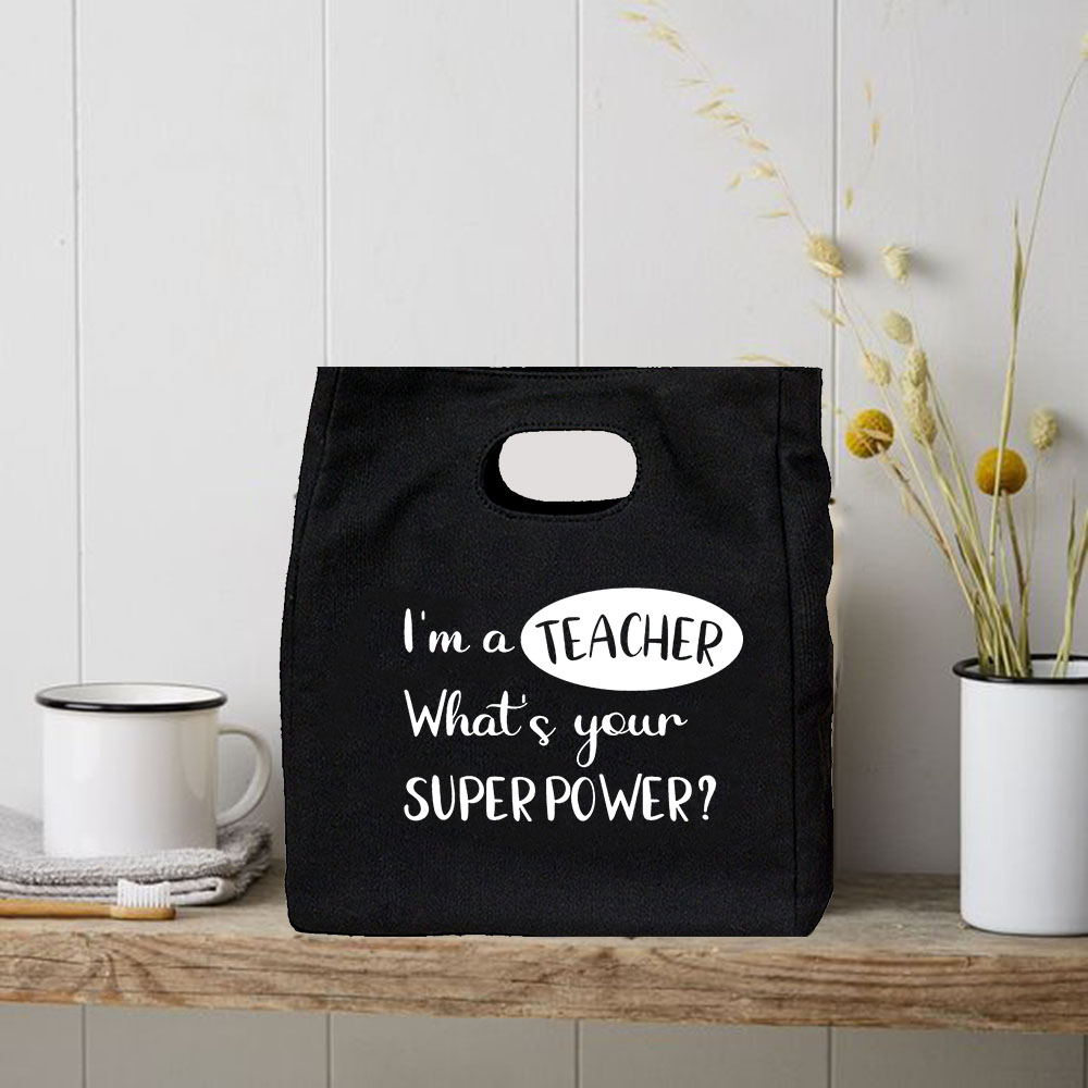 I'm Teacher-bolsas térmicas reutilizables con estampado de I'm Teacher, bolsa de lona de gran capacidad, caja enfriadora para profesores de escuela
