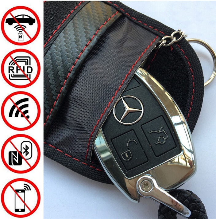 Tyverisikring nøglefri indgang til bilnøgle dækning rfid signal stråling blokering farady taske bil nøglebog