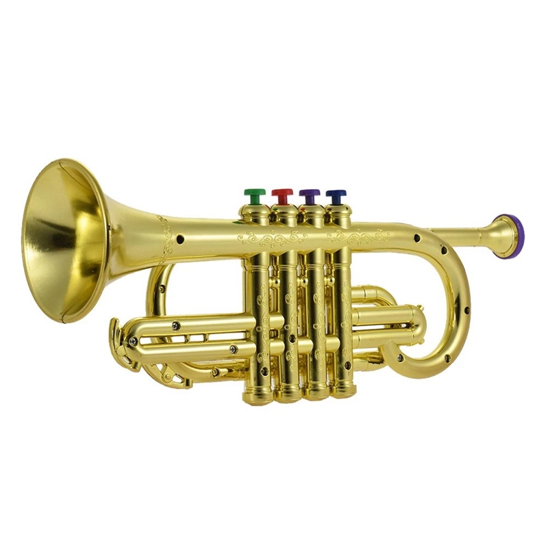 Trompet Hoorn Met 4x Sleutels Educatief Developmental Gouden Muzikaal Speelgoed Voor Kinderen
