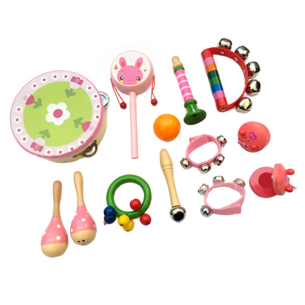 Giocattolo educativo durevole leggero per bambini 13 pz/set Kid strumento musicale a percussione aiuto didattico giocattolo educativo: Colore rosa