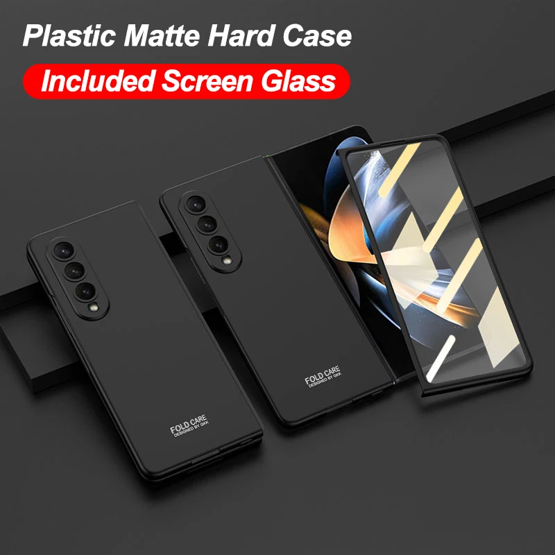 GKK Luxe Plating Screen Glass Cover Voor Samsung Galaxy Z Fold 4 Case Camera Bescherming Hard Plastic Voor Galaxy Z Fold4 5 Case: Voor Galaxy Z Fold4(7.6 ") / Heldere Roze