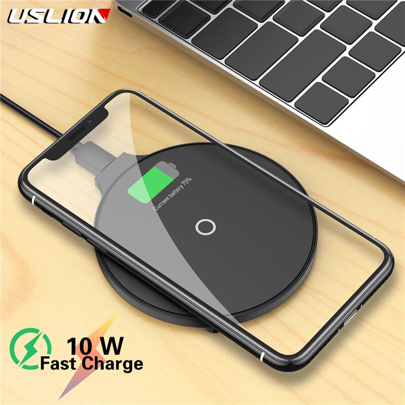USLION 5W/10W Wireless Phone Charger DC 5V QI Wireless Charger For Xiaomi Samsung iPhone 11 11ProMax XR XS XSMAX X Mobile Phone