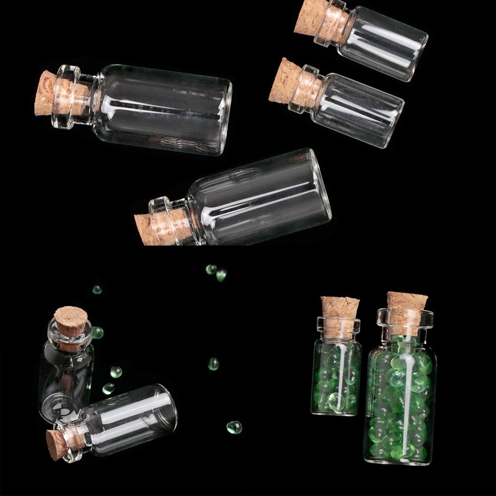 10 pièces 1-20ml petite bouteille en verre vide fantaisie souhaitant avec bouchons bouchon pour bricolage souhait Message échantillon récipient de parfum