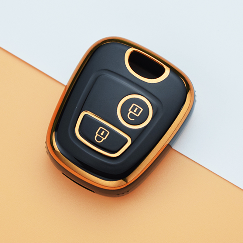 TPU Auto Afstandsbediening Sleutel Case Cover Shell Fob Sleutelhanger Voor Peugeot 107 206 207 307 Voor Citroen C1 C2 C3 C4 Voor Toyota Aygo: Oranje