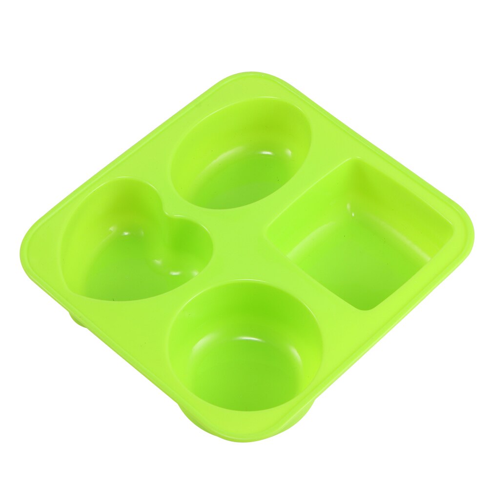 4 Holte Zeep Mold Ronde Ovale Hart Vierkante Vorm Handgemaakte Zeep Mold Draagbare Unieke Zeep Maken Gereedschap Handgemaakte Zeep Mold: Green