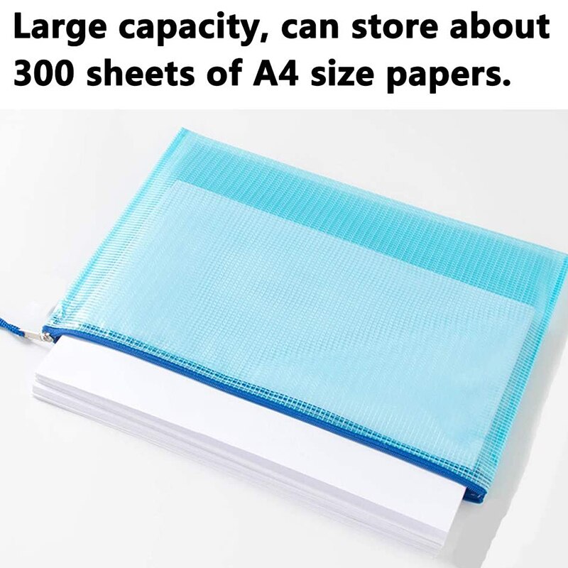 10Pcs Zipper File Bags PVC Document Bag Zipper Folders Document Pouch Receipts Organizer(A4 Mixed Colors)