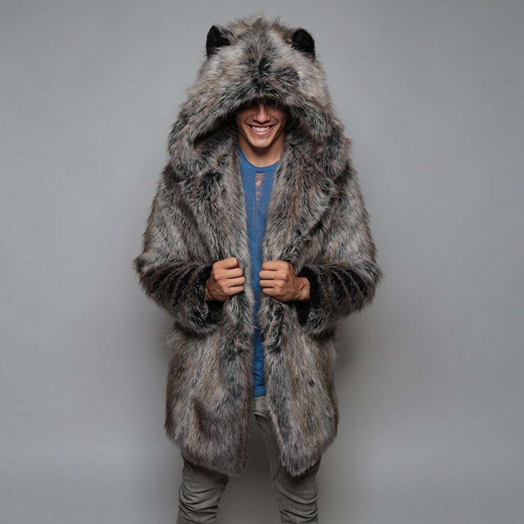 Overdimensionerede vinter faux fur pels mænd – Grandado