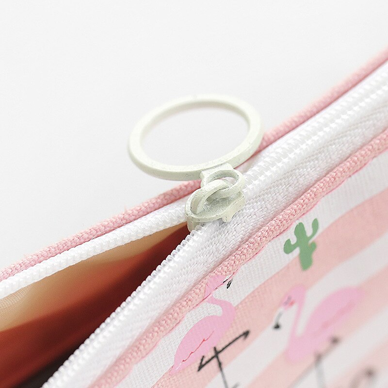 Kawaii – trousse à crayons en toile rose flamant rose, sac de rangement, sac à crayons, fournitures de papeterie scolaire pour élèves