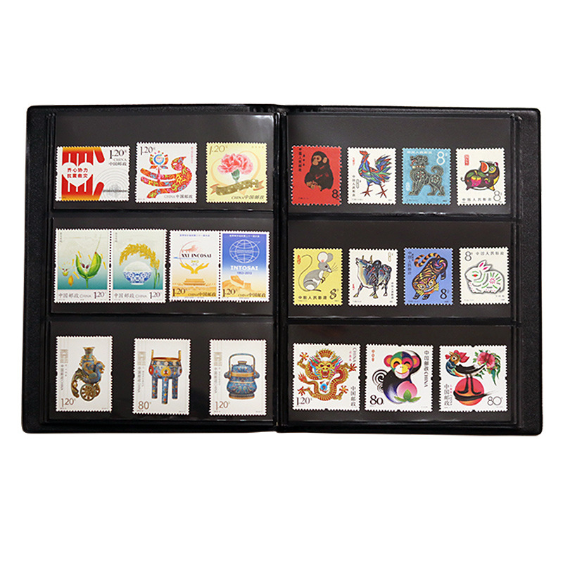 Libro de álbum de colección de sellos postales, bolsa de almacenamiento de colección de sellos de doble cara, folleto de colección de sellos vacíos, 20 hojas