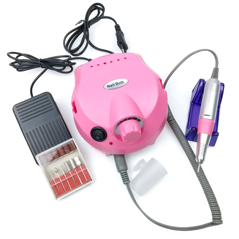 Professionelle Nagel Bohrer Maschine 20000/35000RPM Mühle Cutter setzt Schleifen Bande Für Manikübetreffend Pedikübetreffend Bausatz Elektrische Nagel Datei werkzeug: 35000RPM  Rosa