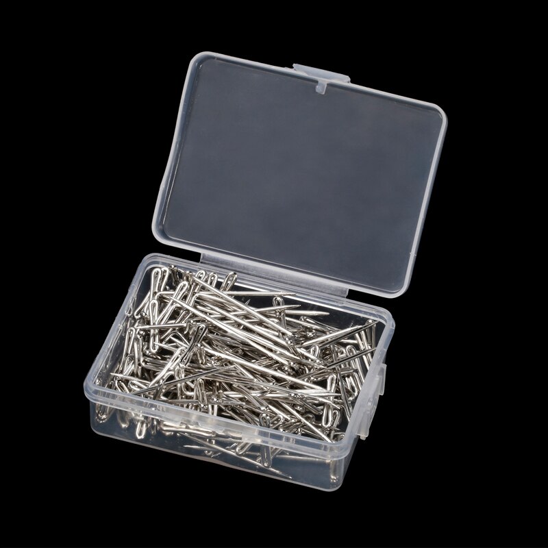 LMDZ-100 Uds. De alfileres en T para pelucas plateadas, 27-53mm de largo, herramientas de estilismo para exhibición de pelucas, modelado de macramé con caja: 100Pcs  38mm