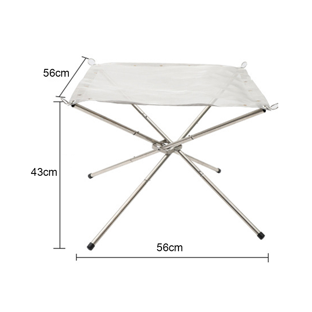 Poêle à bois, Camping en plein air, randonnée barbecue, feu de camp, cadre de feu, support en acier inoxydable, fosse à feu en maille pliable pour arrière-cour: L 56x56x43cm