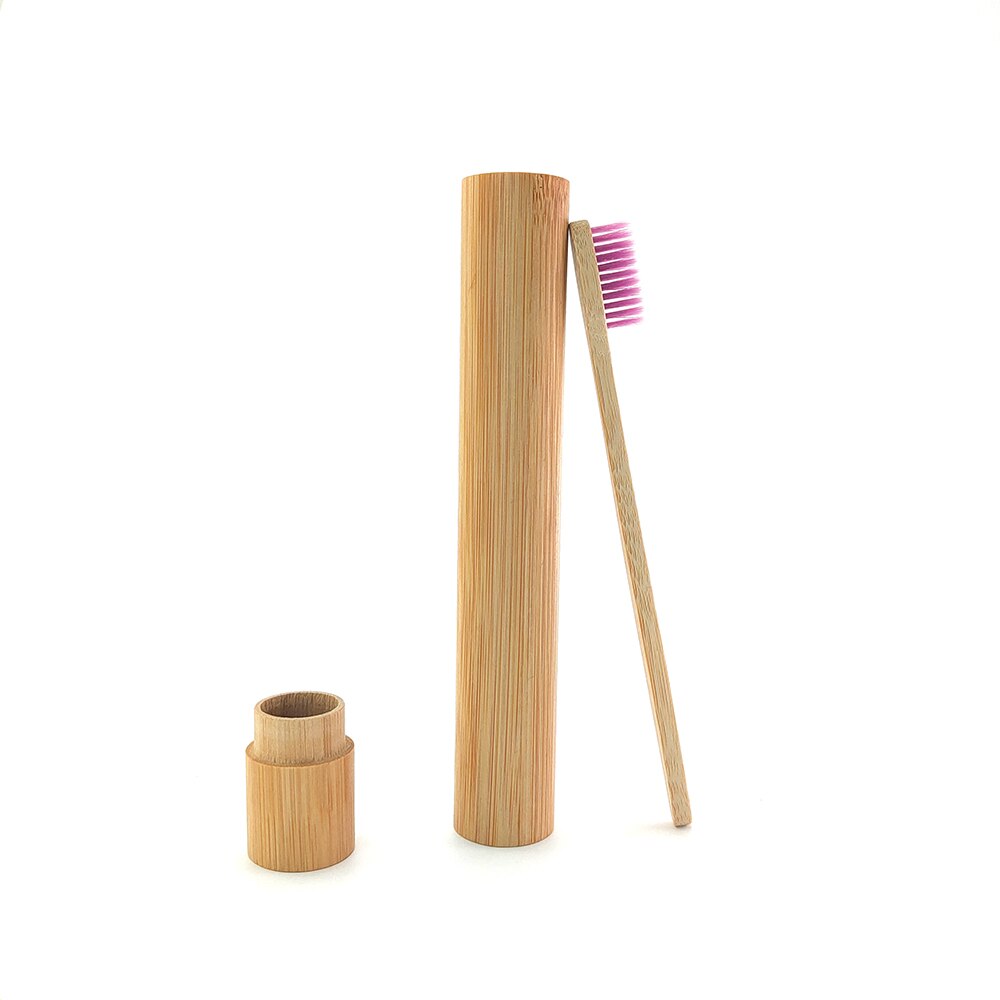 1PC bamboo toothbrush +wooden bamboo tube environmental protection tooth brush tooth cleaning adult oral care travel set: 492-M-1