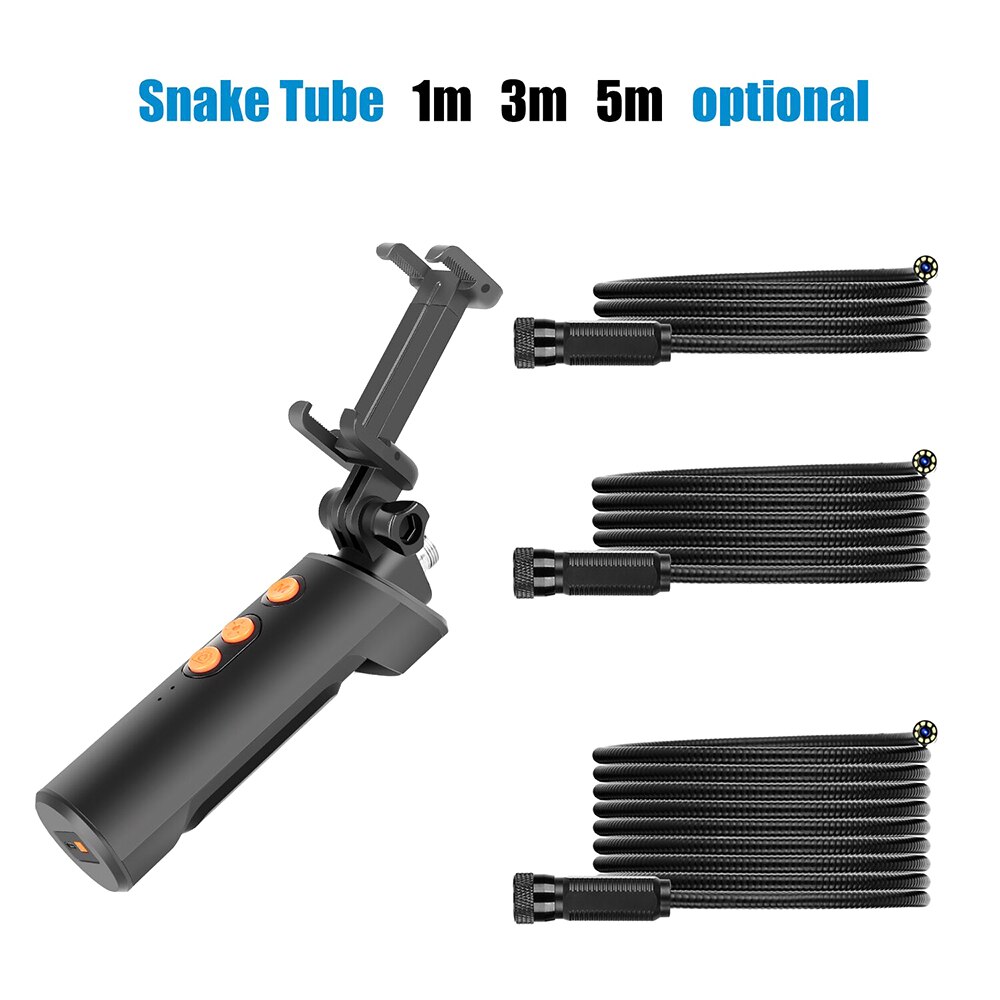Wirelessly Connected Industrial Endoscopy Borescope 1 Meter Wire Inspection Double Camera Built-in 9pcs 5 Levels Brightness LEDs