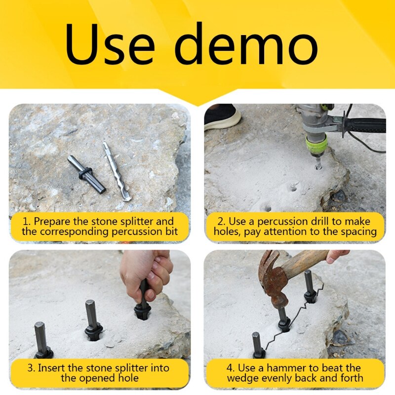 16/18mm Wedge and Feather Shims Inch Plug Shim and Wedge for Concrete Rock Stone Splitter Marble Granite Hand Tools M4YD