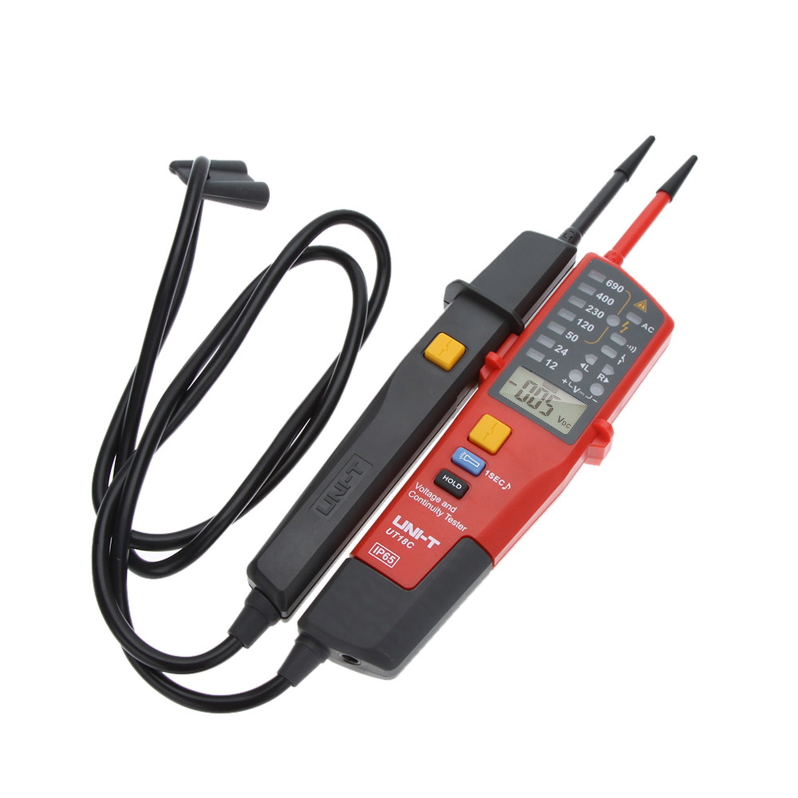 UNI-T UT18C Auto Range Voltage and Continuity Tester with LCD/LED Indication Data Hold RCD Test and No Battery Detection