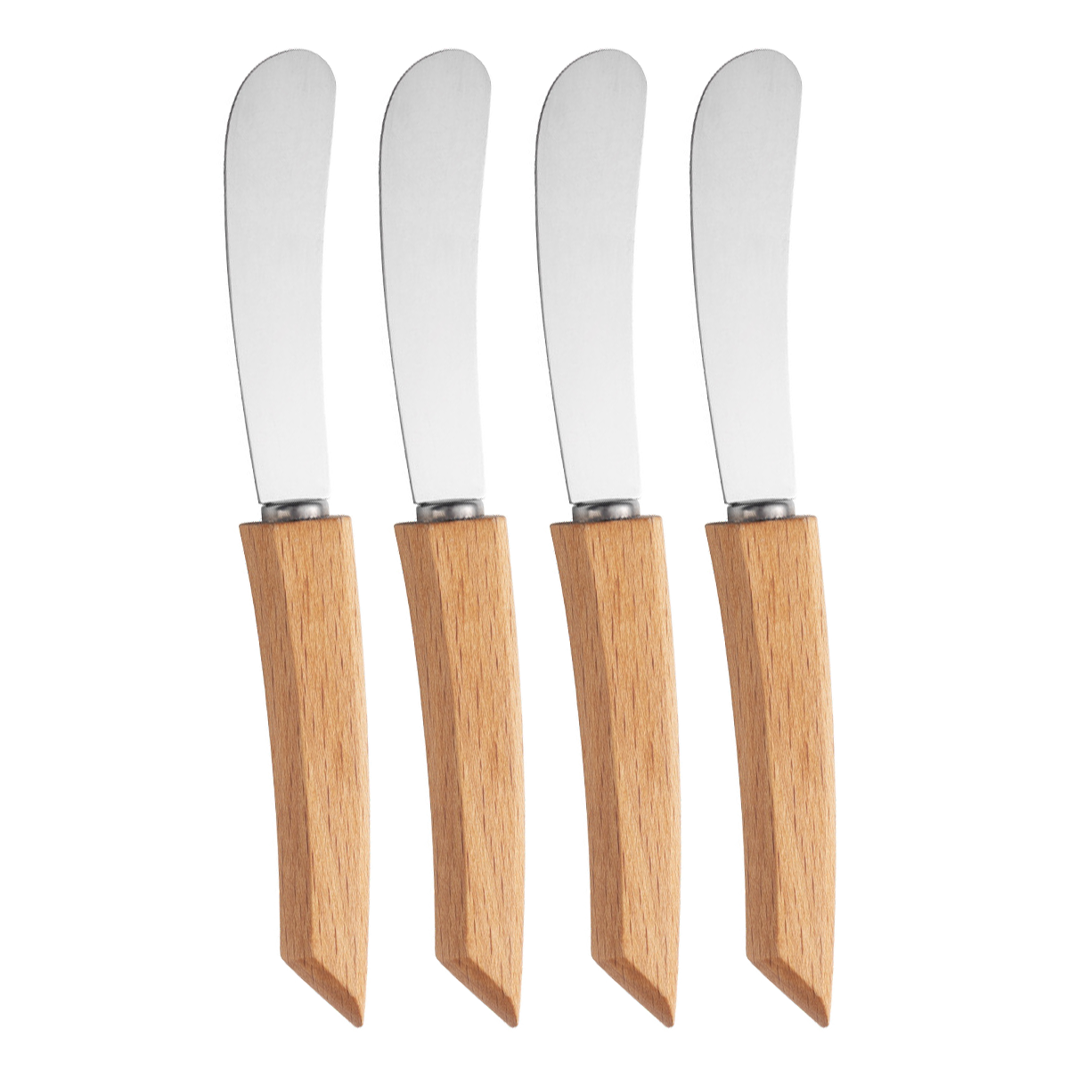 Juego de cuchillos esparcidor de mantequilla, cuchillos para esparcir sándwich de acero inoxidable con mango de madera, raspadores de mermelada de queso y crema de mantequilla: Verde claro