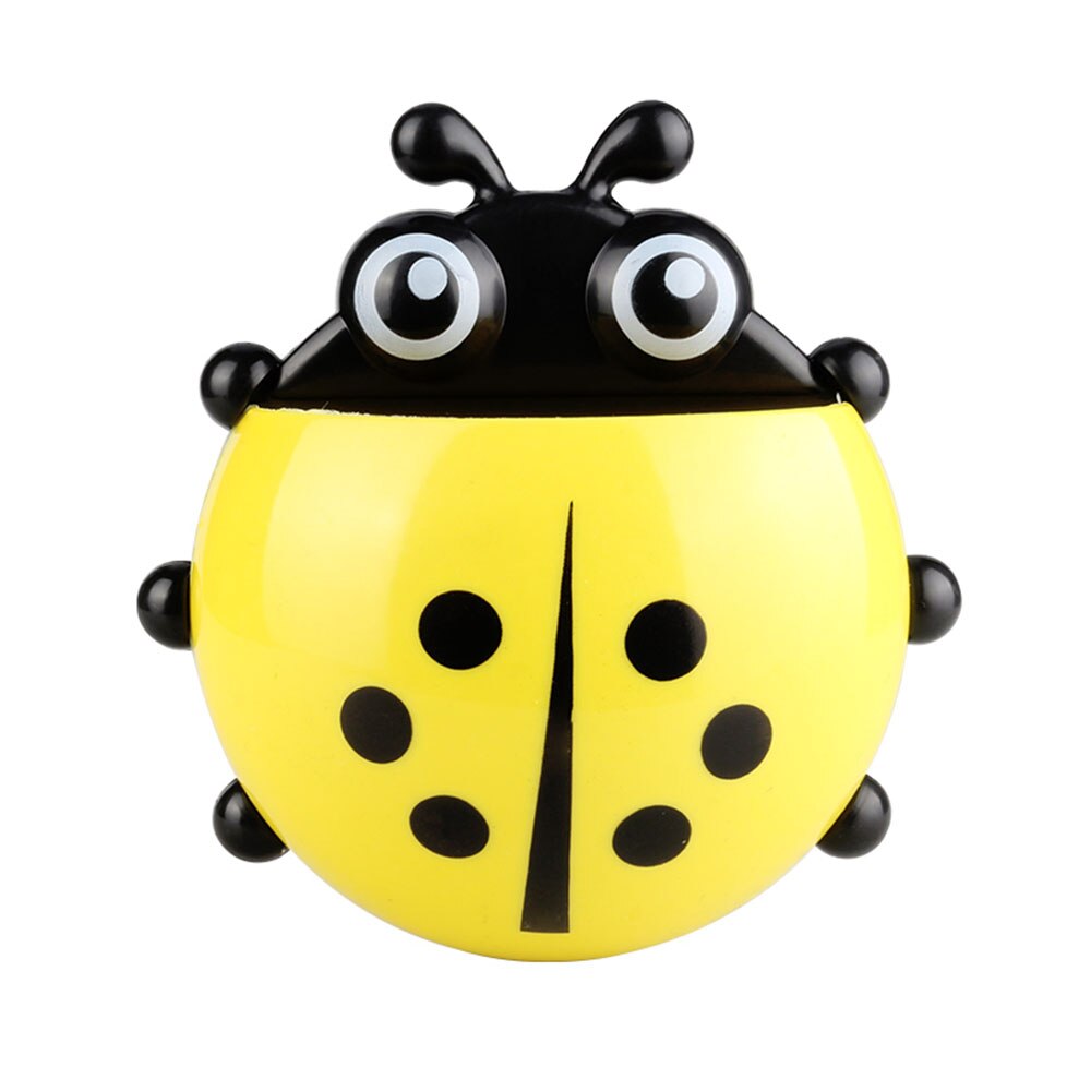 Cute Ladybug Insect Toothbrush Holder Toiletries Toothpaste Holder Wall Cup Tooth Brush Container Bathroom Gadgets Accessories: Yellow