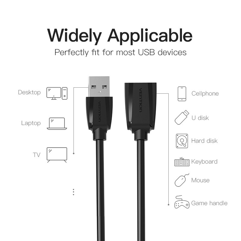 Vention USB Cable 3.0 USB to USB Extension Cable Male to Female 2.0 Extender Cable for PS4 Xbox Smart TV PC USB Extension Cable