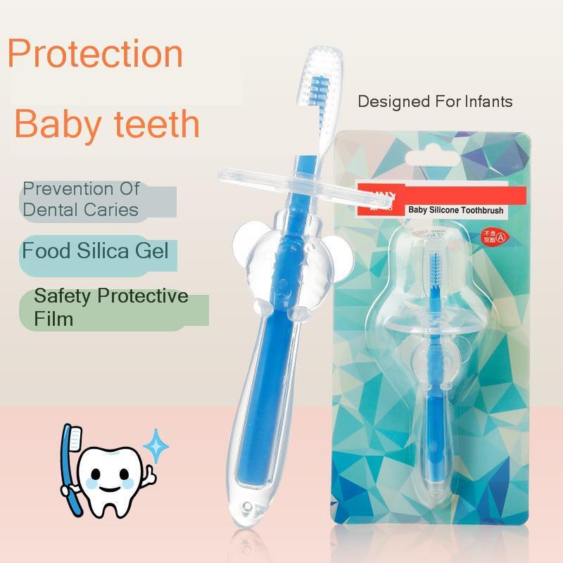 Brosse à dents en Gel de silice pour bébé, protège-dents souple avec plaque de déflecteur
