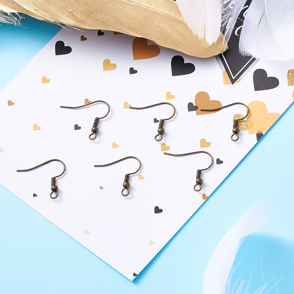 100pcs Golden/Antique Bronze Iron Ear Wires Hooks Earring Hooks Eardrop Settings Base Supplies Nickel Free for Jewelry Findings