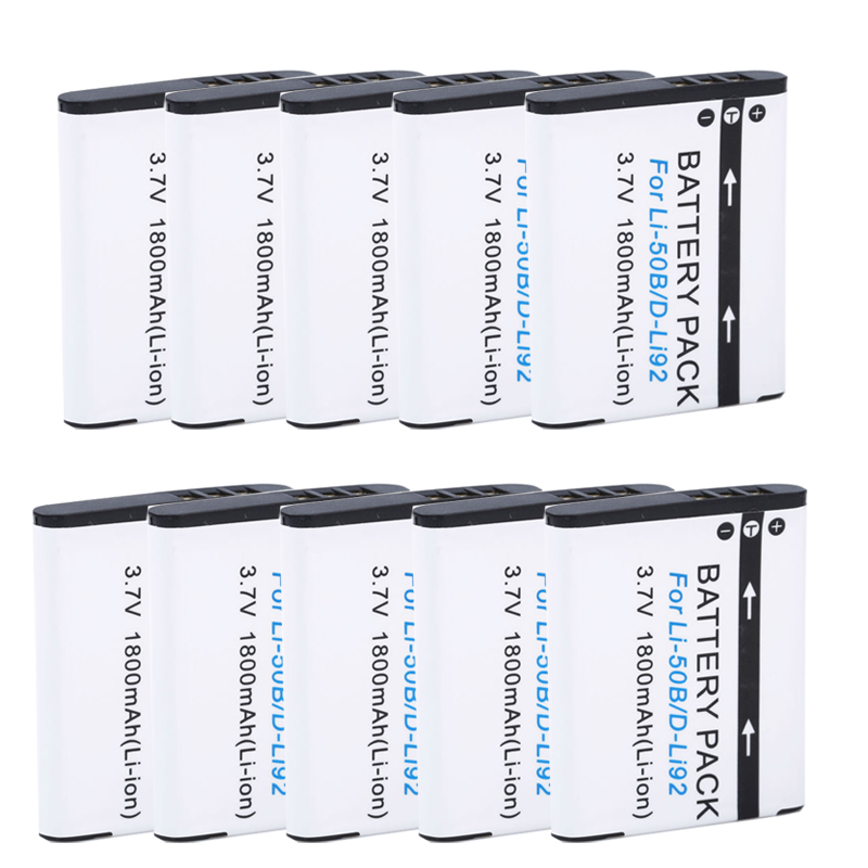 Li-50B Li50b Batterij D-LI92 Li-Ion Camera Batterij Voor Olympus Li 50b Batttery Voor Pentax XZ-1 SP-800UZ SZ-30 D Li92: 10pcs battery
