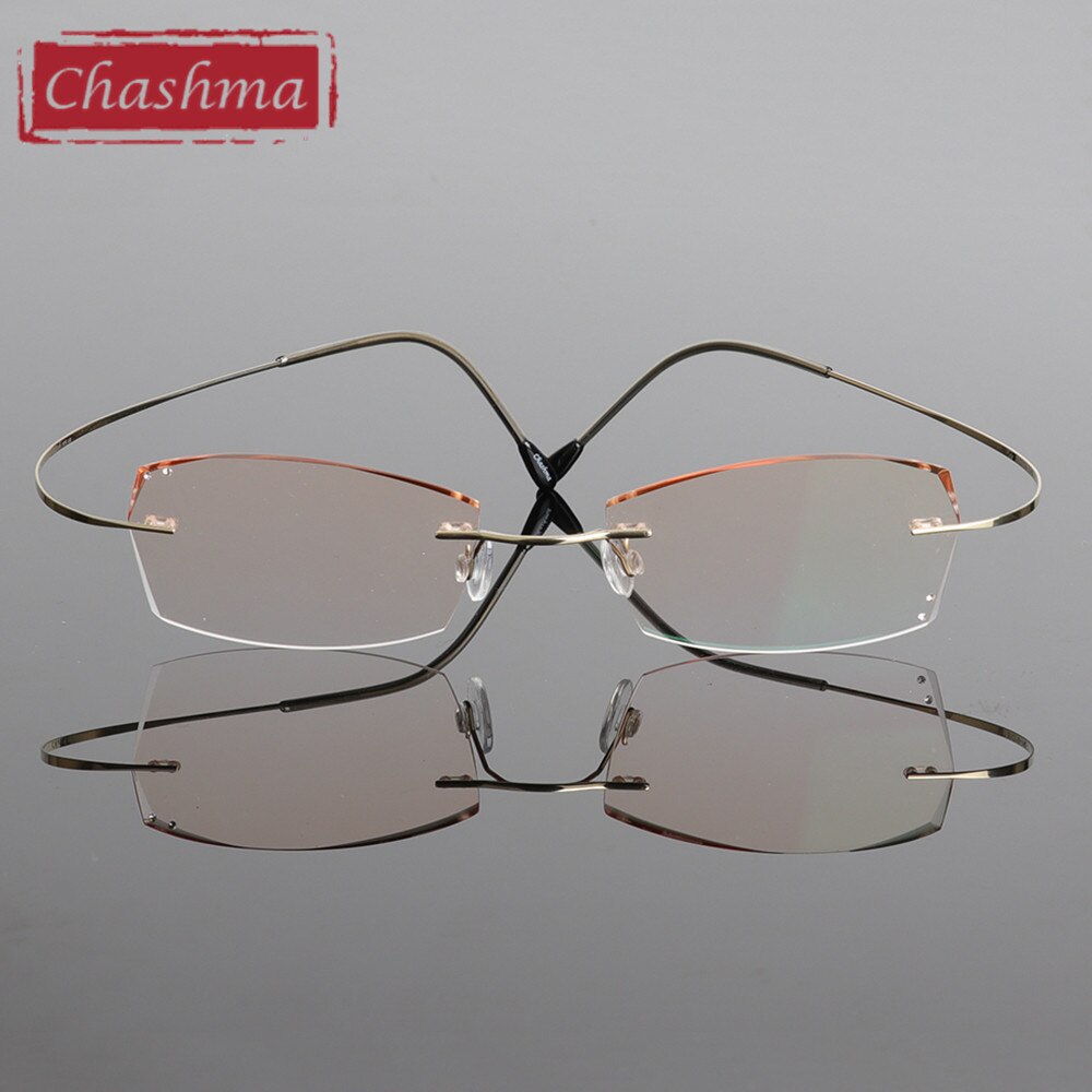 Chashma B Titan Modische Dame Brillen Diamant Getrimmt Randlose Spektakel Rahmen Frauen Brillen Rahmen Farbton Linsen