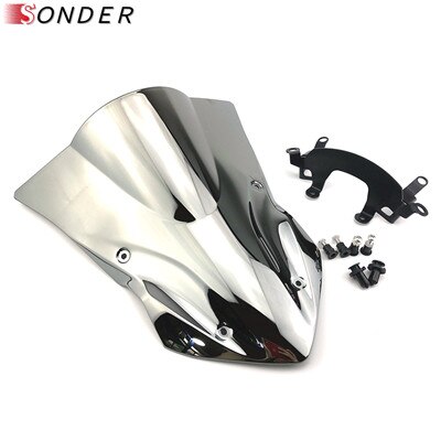 Windshield Windscreen for Kawasaki Z900 Parts Motorcycle Double Bubble Z 900 17 18 19 Screen accessories: Chrome
