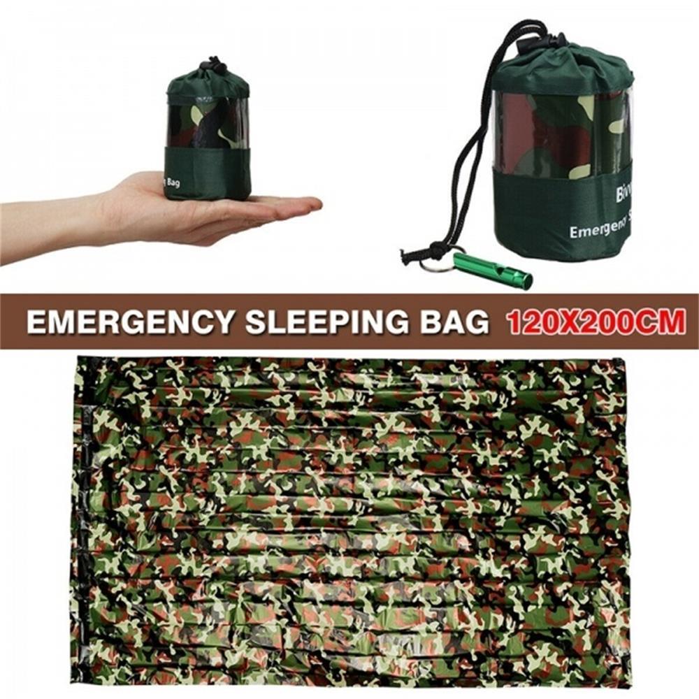Saco de dormir de emergencia ultraligero, manta de rescate impermeable, para acampar al aire libre, senderismo, térmico, mantiene el calor, portátil