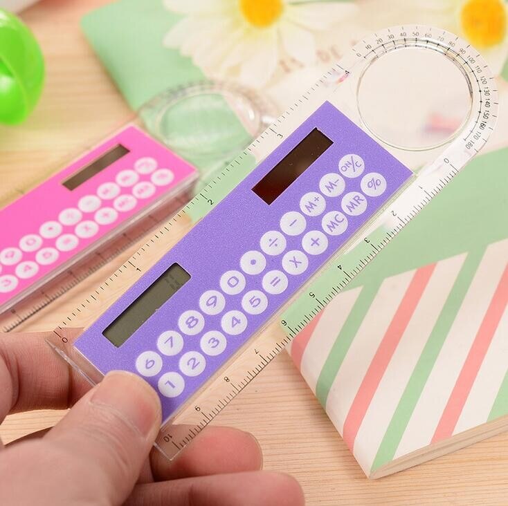 Mini Rechner Lineal Multifunktions 10cm Ultra-dünne Herrscher Hesap Makinesi Calculadora Büro Liefert