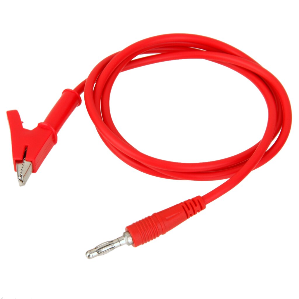 100cm Banana Plug To Aligator Clip Clamp Multimeter Connector Probe Lead Shrouded Alligator Clip &amp; Banana Plug