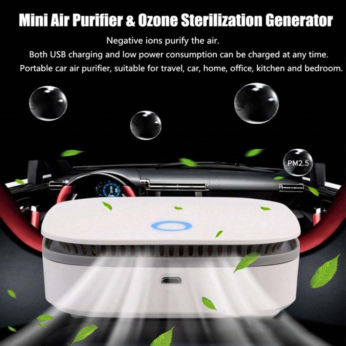 Mini Air Purifier Smart Portable Fridge Freshen Air Cleaner Ozone Anion Generator USB Rechargeable Kitchen Auto Home Clear Odor