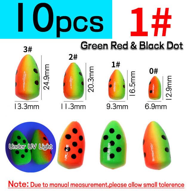 Bimoo 10 stücke Oval Angeln Rig Float Bobber Fluoreszierende Schaum Perlen Für Pompano Snappers Wels Salzwasser Angeln Boden Rigs