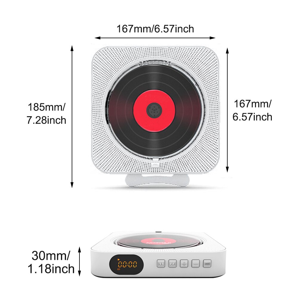 CD Player Wall Mounted Bluetooth Stereo Audio Early Learning Speaker Wireless Remote Control CD/DVD Mp3 FM Radio HiFi Speaker
