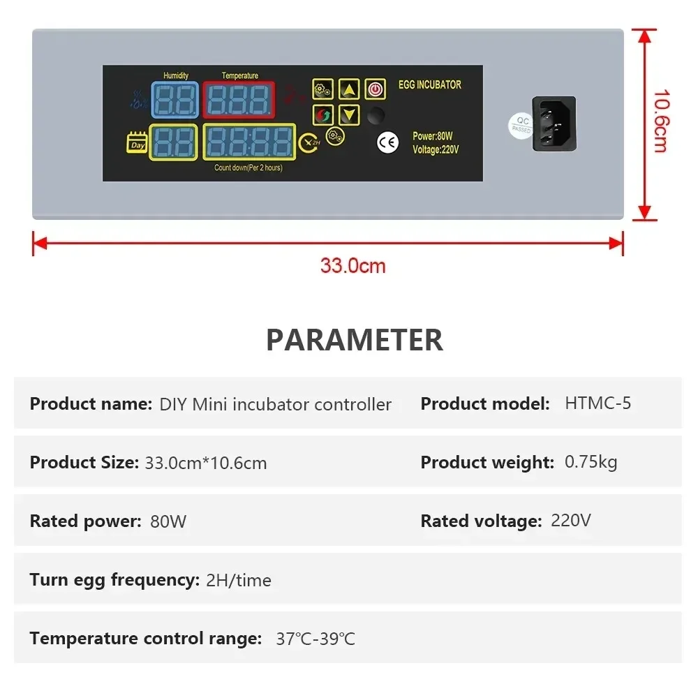 Incubatrice da cova per uova incubatrice fai da te mini incubatore controllore impostato incubatrice per uova fai da te con controllo della temperatura pollo HTMC-5
