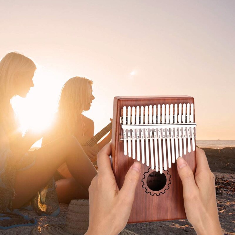 Piano de pulgar Kalimba de 17 teclas con Caoba de madera con bolsa, martillo y libro de música, perfecto para amantes de la música, principiantes, niños