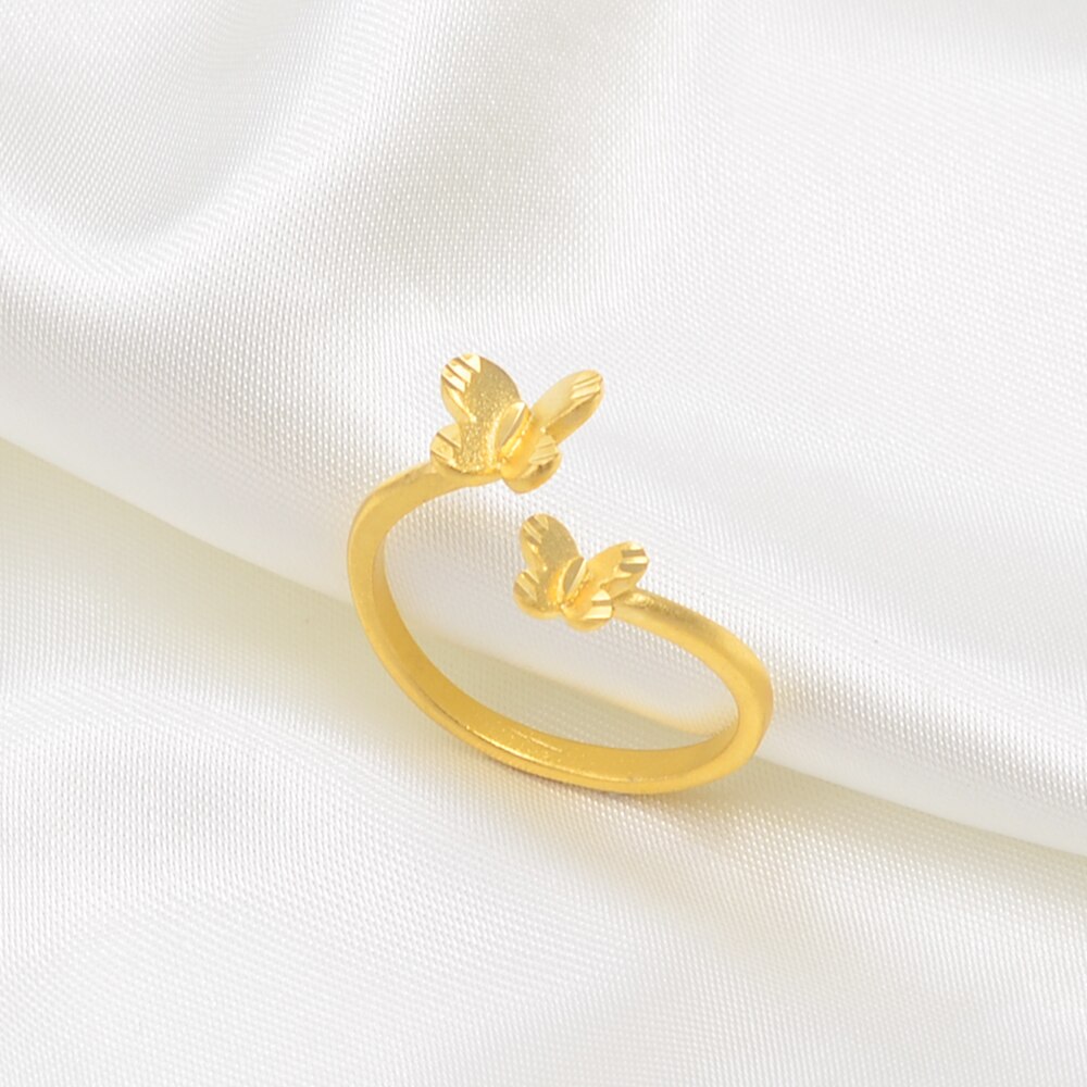 Anniyo Matt Gold Color Butterfly Ring for Women Re... – Grandado