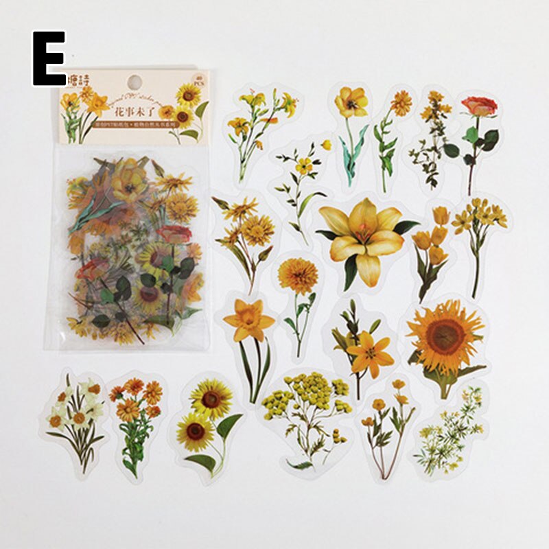 40 stk/pose plante naturlig blomst serie dekorativ dagbog klistermærke scrapbog planlægger dekorativt brevpapir klistermærke til håndkonto: 05