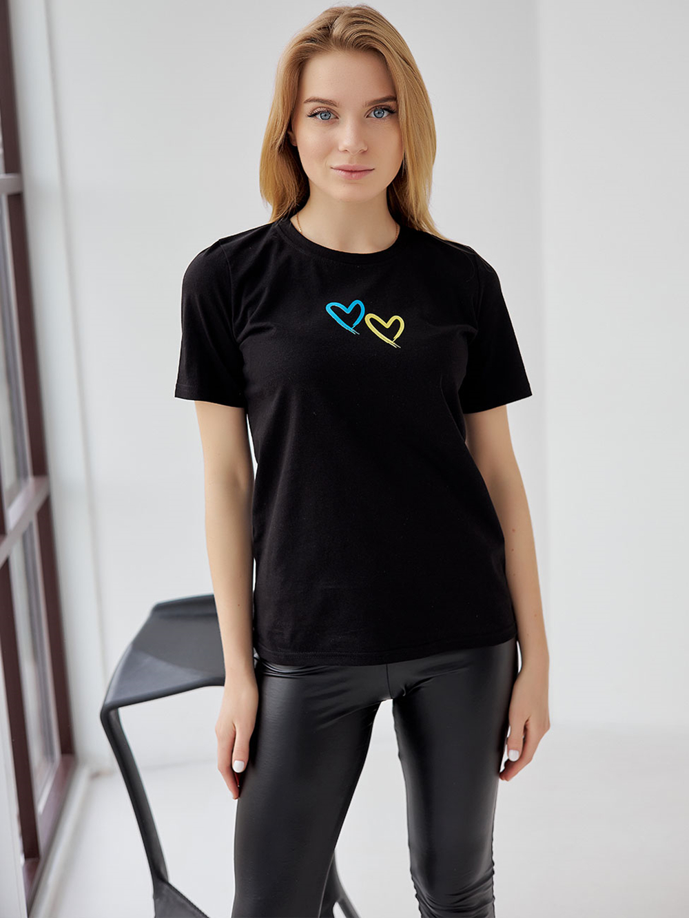Ukrainsk flag matchende dobbelt kærlighedsskjorte sommer-t-shirt med enkelt tryk dame-t-shirt i boutique-bomuld med patriotismeærmer