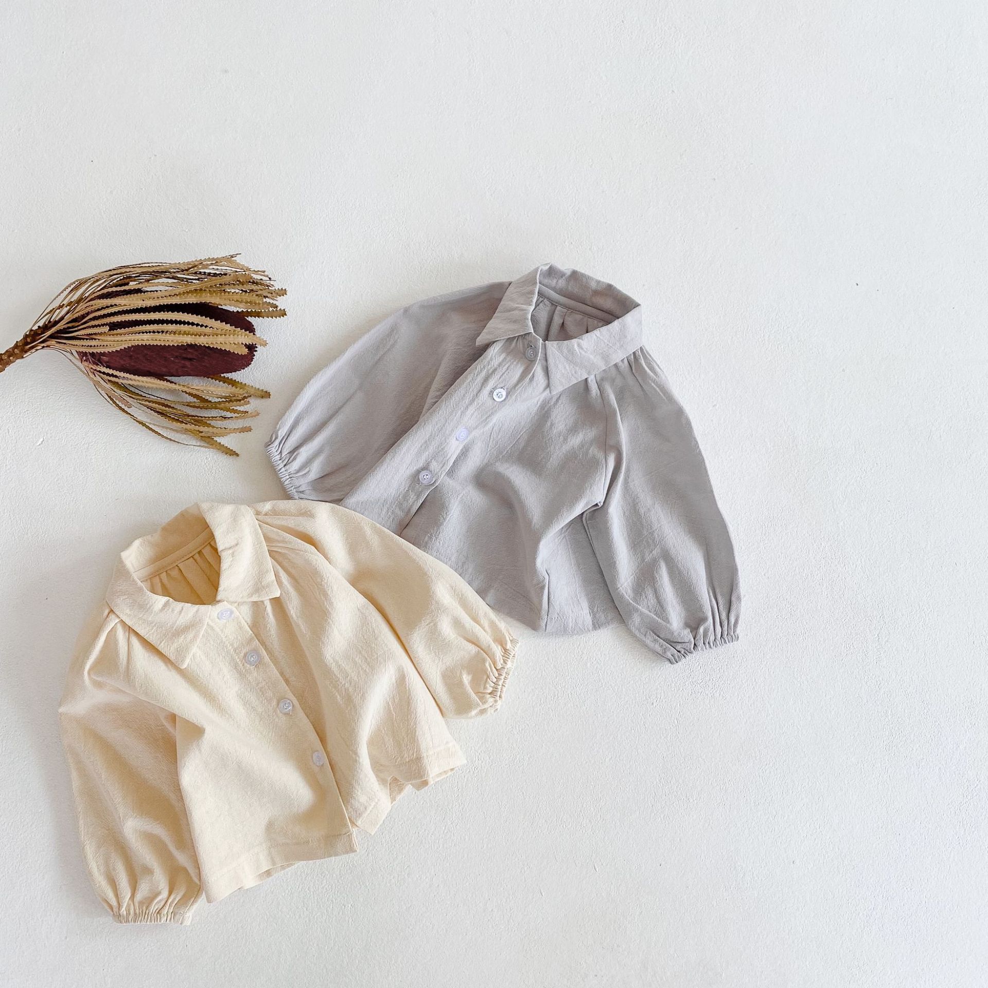 Spring Baby Girls Cotton Solid Color Casual Long-sleeve Shirts Kids Casual Soft Tops Baby T Shirts