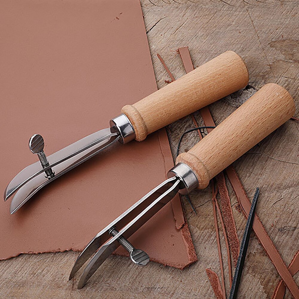 Sanbest Manual Adjustable Scriber Leather Craft Tools Handwork Art Tools Handmade Beech Handle Steel DIY Leather Tool DIY00036