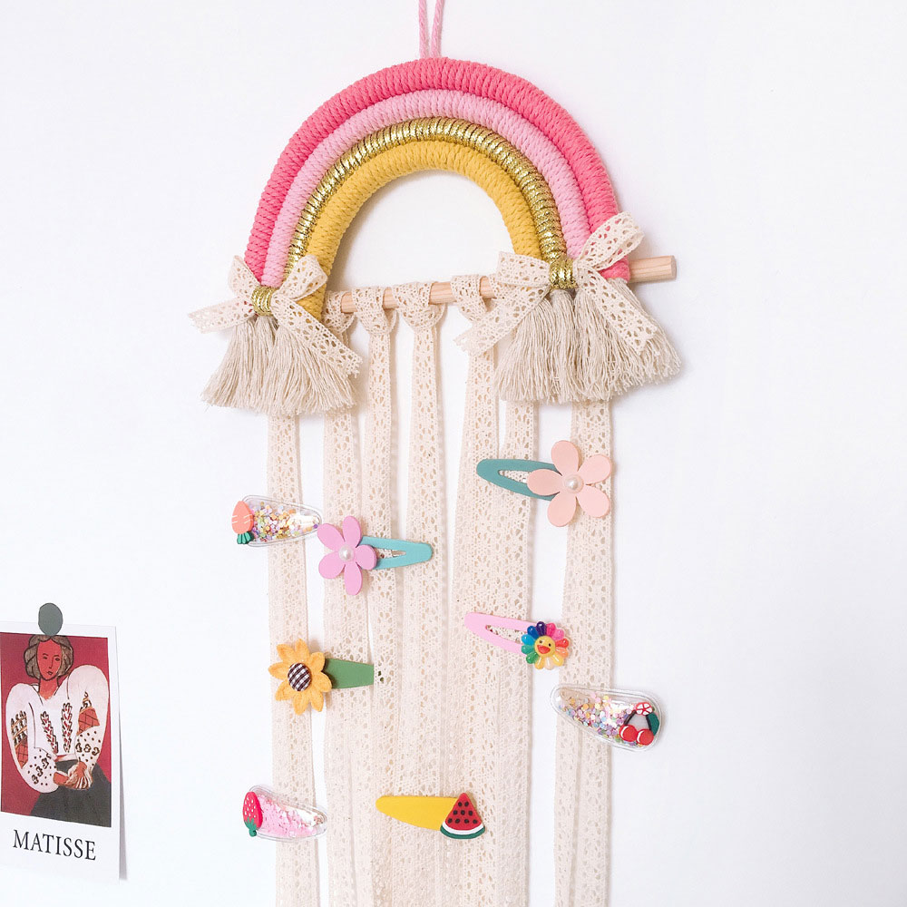 Babykamer Decor Rainbow Wall Opknoping Haarspeld Haar Clip Holder Organizer Meisje Slaapkamer Opknoping Ornament Kamer Decoratie